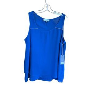 Jennifer Lopez Sleeveless Blouse Blue Sz 0X (14-16W) NWT